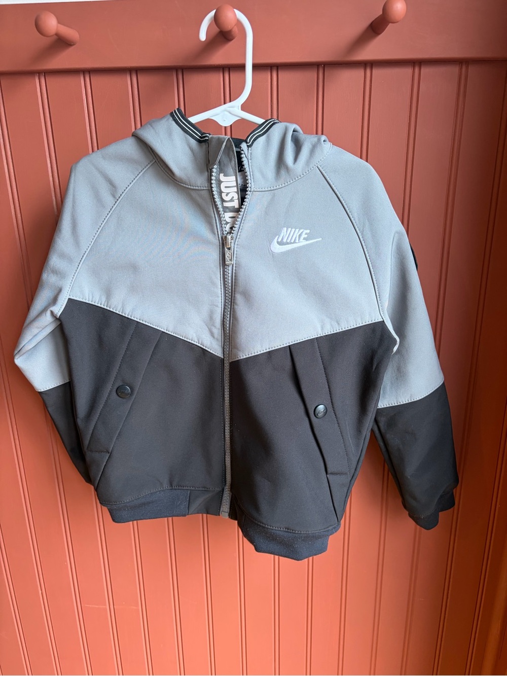 Nike Grey and Black Hooded Zip-Up Jacket for Kids